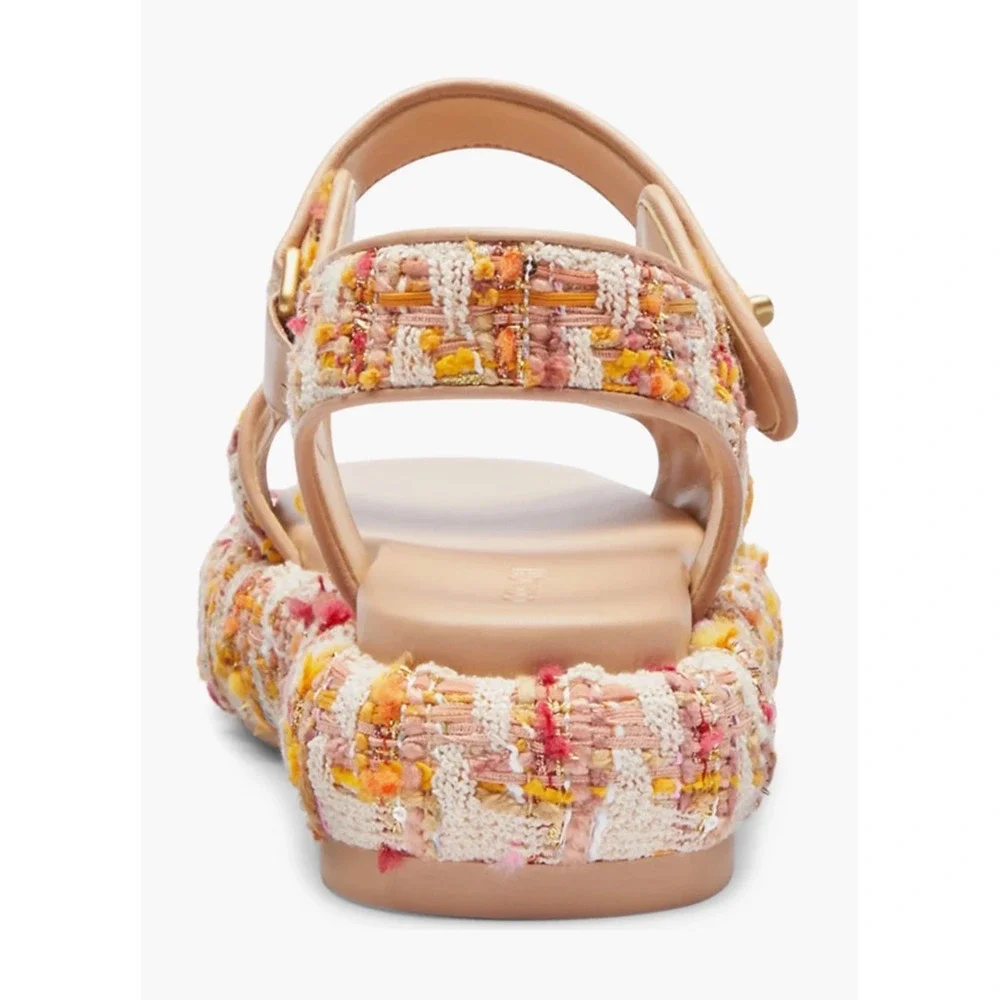 Coach Peyton Tweed Platform Sandal Pink Orange Multi Turnlock Womens 8.5